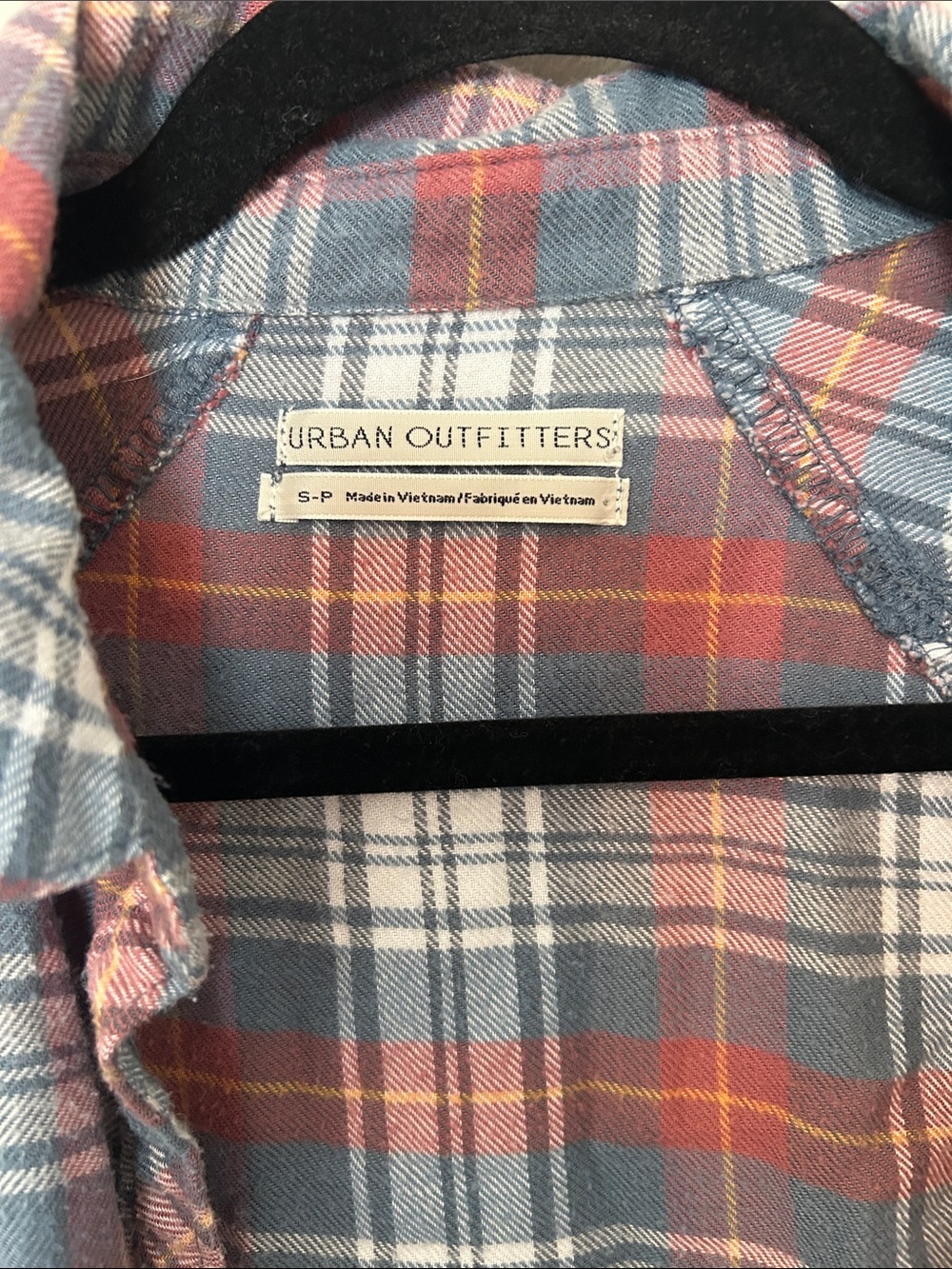 Urban Outfitters Plaid Flannel Shirt — Blue, Rust & White - Picture 2 of 3